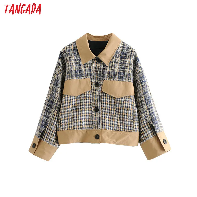 Tangada fashion women plaid tweed jacket coat pockets oversized jacket lady streetwear pockets button outerwear 3H201
Tangada fashion women plaid tweed jacket coat pockets oversized jacket lady streetwear pockets button outerwear 3H201