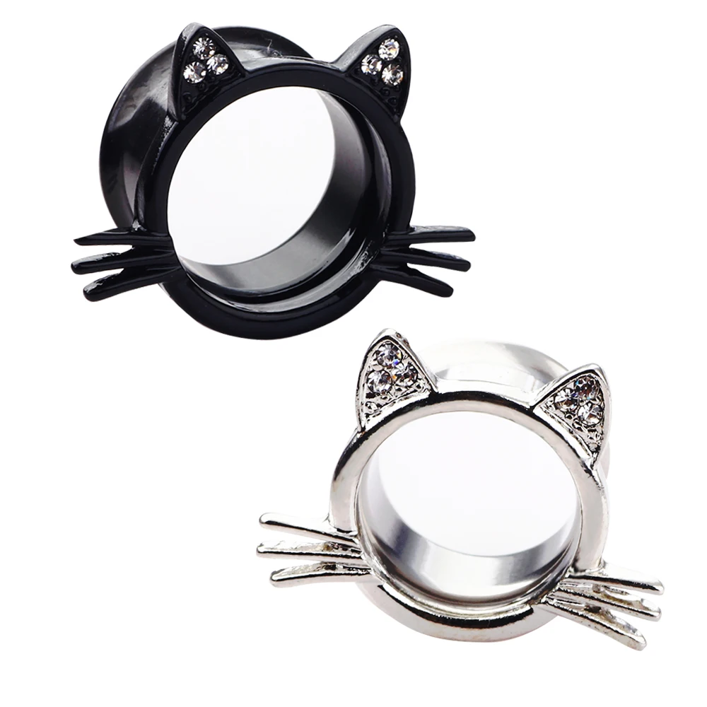 JUNLOWPY Ear Plugs Cat Shape Ear Tunnels Silver Black Piercing Plug Tunnel Earring Gauge Body Jewelry Flare Earlet Expander Kit
JUNLOWPY Ear Plugs Cat Shape Ear Tunnels Silver Black Piercing Plug Tunnel Earring Gauge Body Jewelry Flare Earlet Expander Kit