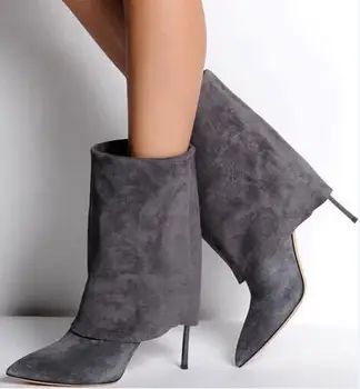 Fashion Gray/Black Suede Leather Women Mid-calf Boots Sexy Point Toe Ladies Spring Boots Blade High Heel Female Party Boots
Fashion Gray/Black Suede Leather Women Mid-calf Boots Sexy Point Toe Ladies Spring Boots Blade High Heel Female Party Boots