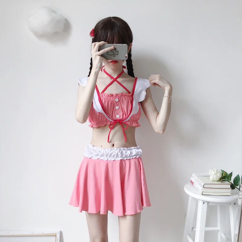 Japanese Women Kwaii Lolita Swimsuit Split Skirt Swimsuits Hot Spring Swimwear Lace Pink Banadage Lolita Swimsuits
Japanese Women Kwaii Lolita Swimsuit Split Skirt Swimsuits Hot Spring Swimwear Lace Pink Banadage Lolita Swimsuits