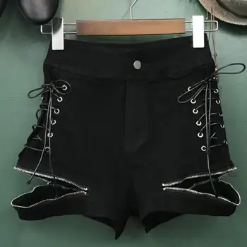 Black denim shorts women summer fashion high waist loose lace-up wide leg jeans shorts
Black denim shorts women summer fashion high waist loose lace-up wide leg jeans shorts