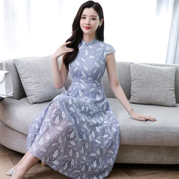 2020 chinese female lace chiffon qipao national style cheongsam women dress embroidery chiffon qipao dress sleeveless modern 
2020 chinese female lace chiffon qipao national style cheongsam women dress embroidery chiffon qipao dress sleeveless modern