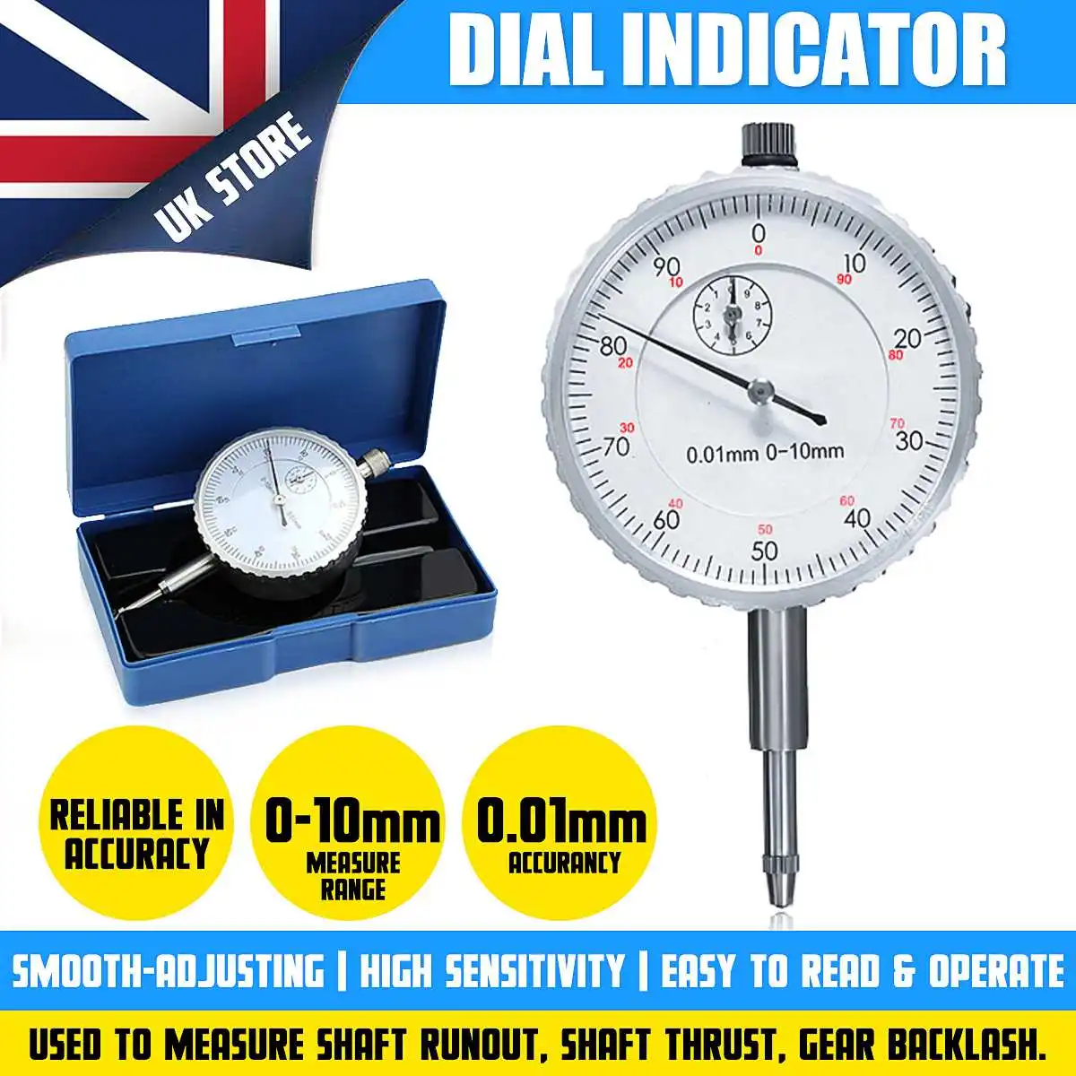 1pcs 0.01mm Accuracy Dial Test Indicator Dial Gauge Measurement Instrument Accuracy Portable Gauging Resolution Test Tools
1pcs 0.01mm Accuracy Dial Test Indicator Dial Gauge Measurement Instrument Accuracy Portable Gauging Resolution Test Tools