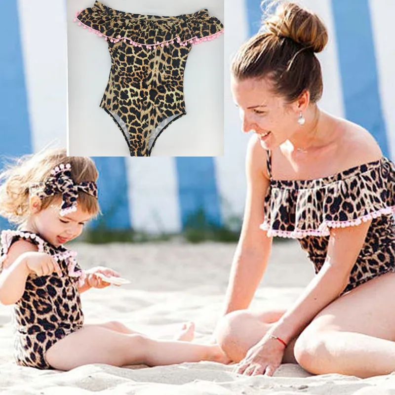 KEKAKA Mother Daughter Monokini 2018 Summer Stylish Leopard Print Ruffle Off the Shoulder One-Piece Swimwear Swimsuit For Women
KEKAKA Mother Daughter Monokini 2018 Summer Stylish Leopard Print Ruffle Off the Shoulder One-Piece Swimwear Swimsuit For Women