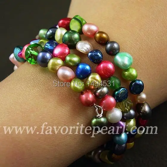 Wedding Pearl Jewelry - Triple Row 3-8mm Rainbow Color Natural Freshwater Pearl Bracelet - Handmade Jewelry - Free Shipping
Wedding Pearl Jewelry - Triple Row 3-8mm Rainbow Color Natural Freshwater Pearl Bracelet - Handmade Jewelry - Free Shipping