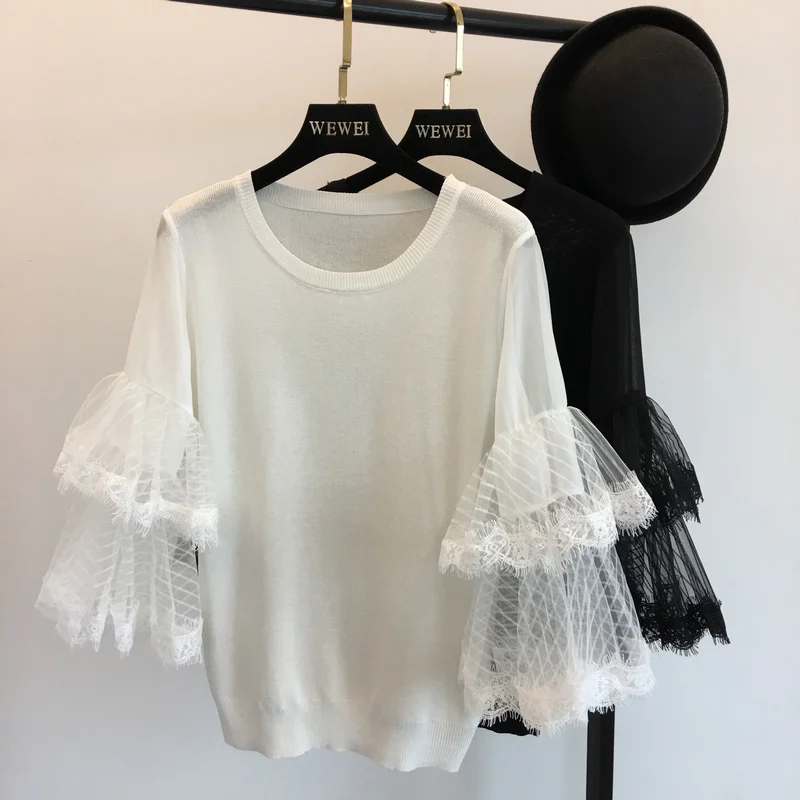 Amolapha Women Lace Knitted Jumpers Sweaters Lace Mesh Patchwork Sleeve Female Woman Casual Pullover Tops
Amolapha Women Lace Knitted Jumpers Sweaters Lace Mesh Patchwork Sleeve Female Woman Casual Pullover Tops