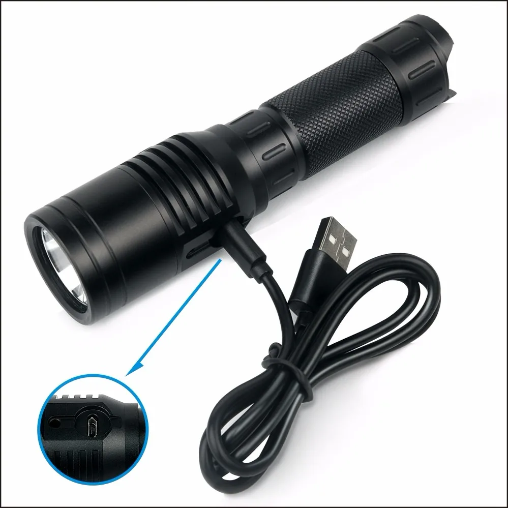 UniqueFire UF-XPL 1000 Lumens USB Rechargeable LED Flashlight Compact Emergency with Eagletac Rechargeable 18650 Battery