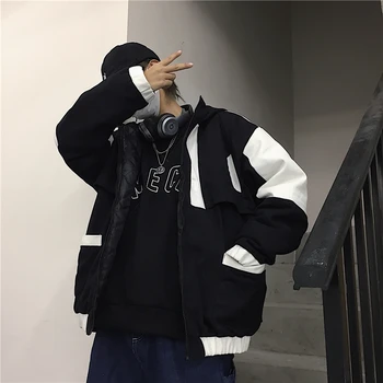 2019 Men and women style Black white splice Cotton hooded jacket Casual loose large size winter cotton padded jacket cc241
2019 Men and women style Black white splice Cotton hooded jacket Casual loose large size winter cotton padded jacket cc241