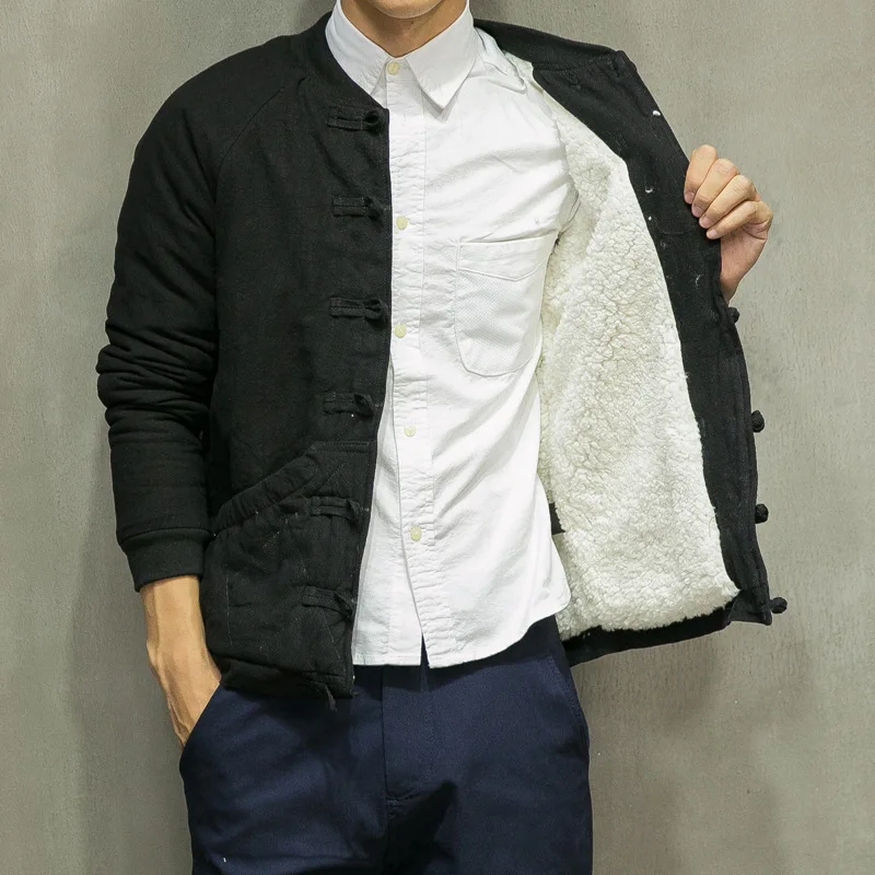 Chinese Style Autumn and Winter Fashion Thin Coat Lamb's Wool Coat Men's Vintage Clothing Chinese Traditional Style Jacket
Chinese Style Autumn and Winter Fashion Thin Coat Lamb's Wool Coat Men's Vintage Clothing Chinese Traditional Style Jacket