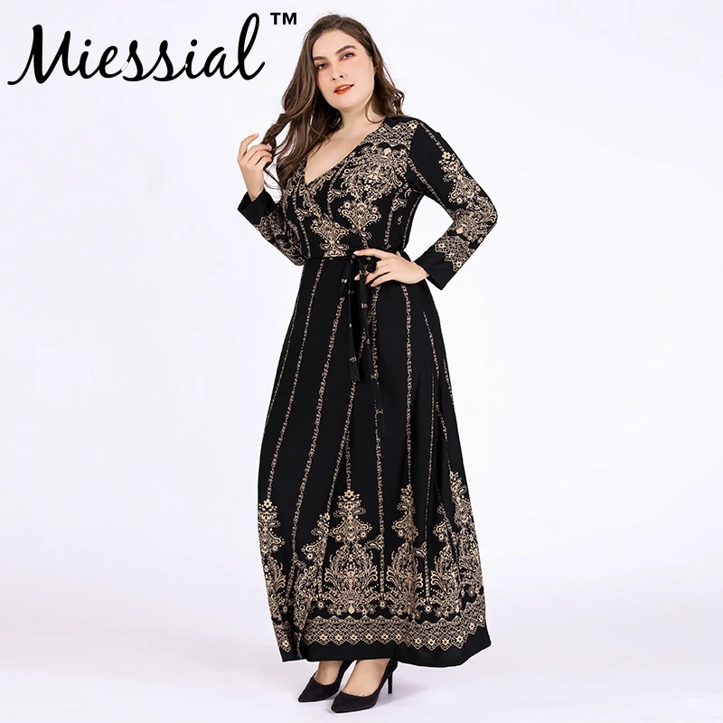 Miessial Retro plus size maxi boho dress Women winter floral print vintage bodycon dress Elegant v neck party dresses large size
Miessial Retro plus size maxi boho dress Women winter floral print vintage bodycon dress Elegant v neck party dresses large size