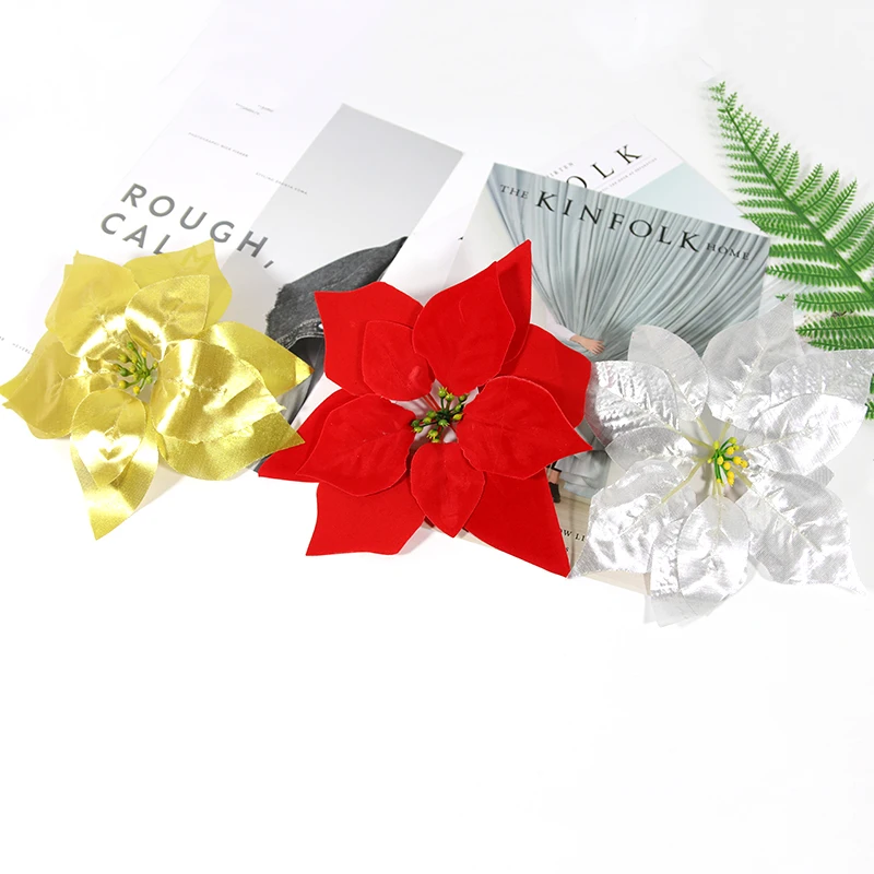 GUIGUI 10 Pieces 20CM Artificial Christmas Flowers Without Branches Flannel Poinsettia Flower Head Plastic Red/Silver/Gold
GUIGUI 10 Pieces 20CM Artificial Christmas Flowers Without Branches Flannel Poinsettia Flower Head Plastic Red/Silver/Gold