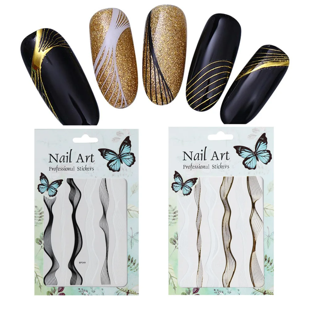 Gold Stripes Lines Black Metal 3D Nail Sticker Decals Manicure DIY Decoration Makeup Tools Nail Tarja Stickers
Gold Stripes Lines Black Metal 3D Nail Sticker Decals Manicure DIY Decoration Makeup Tools Nail Tarja Stickers