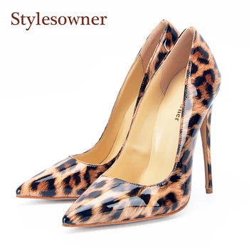 stylesowner Shiny Leopard Leather Thin Stiletto Heels Mujer Party Sexy Shoes Sapatos Lady Hot Fashion Single Shoe 12cm 10.5cm 
stylesowner Shiny Leopard Leather Thin Stiletto Heels Mujer Party Sexy Shoes Sapatos Lady Hot Fashion Single Shoe 12cm 10.5cm