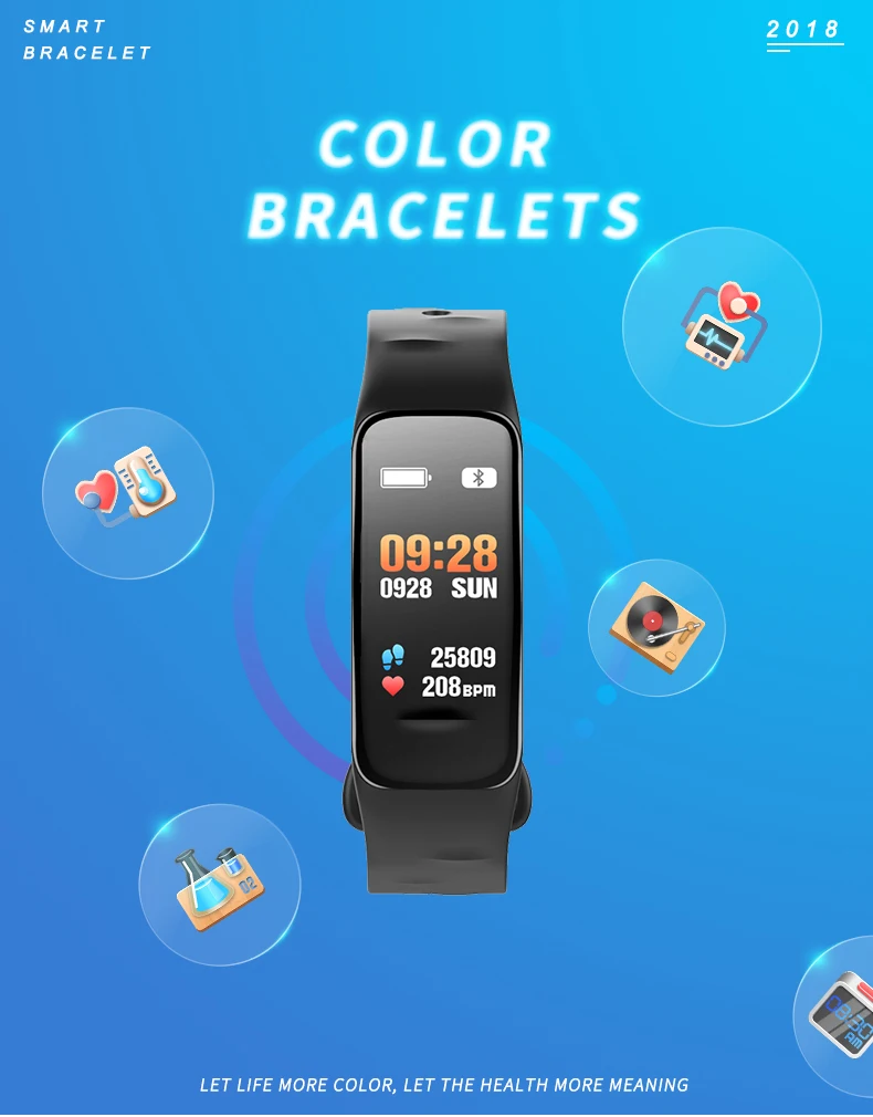 New color screen smart bracelet heart rate blood pressure sleep WeChat motion bluetooth step tracker bracelet manufacturer C1s
New color screen smart bracelet heart rate blood pressure sleep WeChat motion bluetooth step tracker bracelet manufacturer C1s