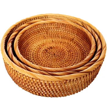 Hadewoven Round Rattan Fruit Basket Wicker Food Tray Weaving Storage Holder Dinning Room Bowl 3-Size Kit
Hadewoven Round Rattan Fruit Basket Wicker Food Tray Weaving Storage Holder Dinning Room Bowl 3-Size Kit