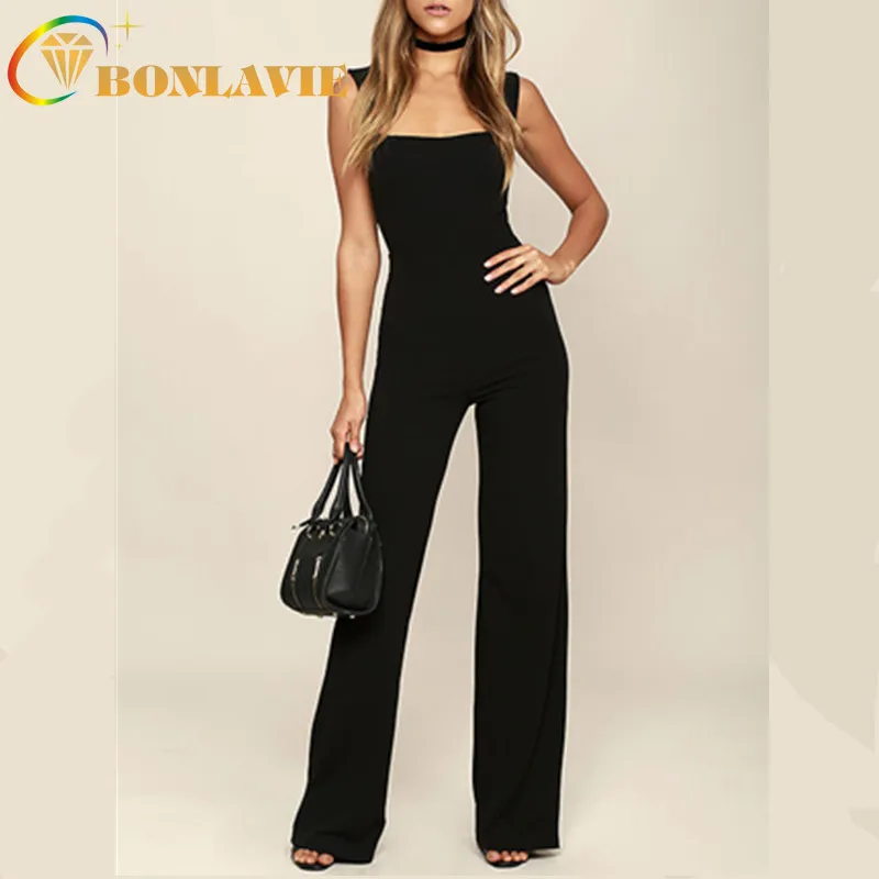Women Jumpsuit Solid Black Slim Pants Square Collar Flared Trousers Full Length Solid Color Mid Waist Flares Pants Streetwear
Women Jumpsuit Solid Black Slim Pants Square Collar Flared Trousers Full Length Solid Color Mid Waist Flares Pants Streetwear