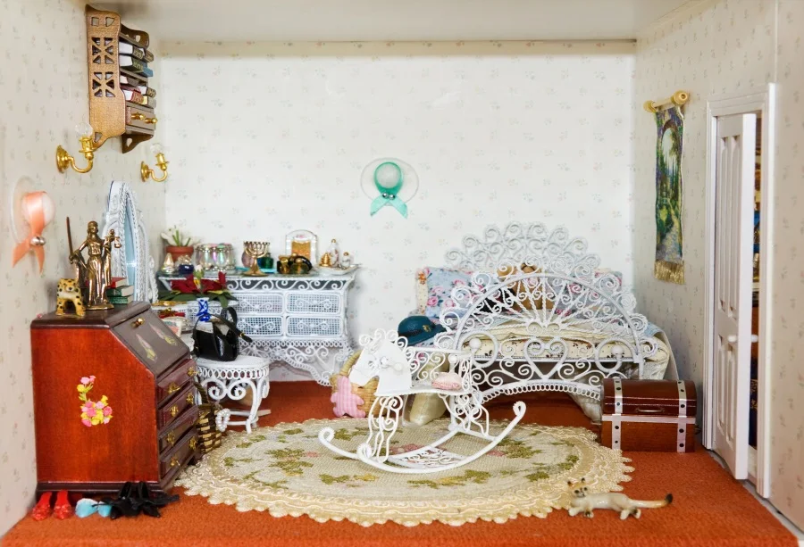 Фото Laeacco Boudoir интерьер кровать стол игрушка ребенок ковер фотографии | Фон для фотосъёмки (32898265367)