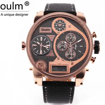 

Big Face OULM 9316 Brand Japan Movt Quartz dz Watch Large Men Dual time Male Imported Reloj Hombre Relogio Masculino Original