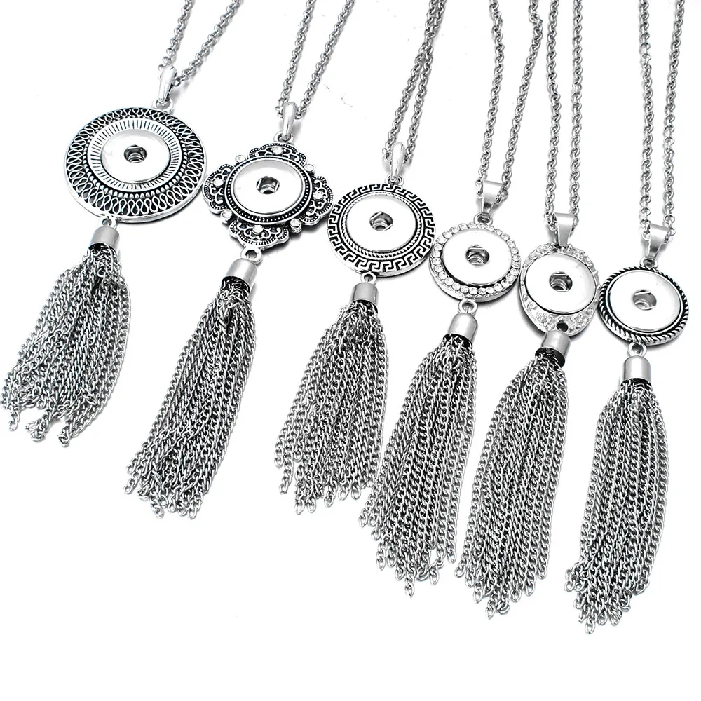 New Snap Jewelry Silver Long Tassel Necklace Charm Pendant Necklaces fit DIY 18MM Snap Buttons Jewlery For Women ZG270
New Snap Jewelry Silver Long Tassel Necklace Charm Pendant Necklaces fit DIY 18MM Snap Buttons Jewlery For Women ZG270