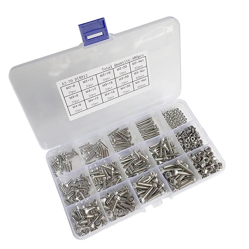 480pcs/box M2 M3 M4 Button Head 12 Sizes Screw and Nuts Kit Steel Assorted Hex Socket Head Cap Bolts Screws Nuts Assortment Kit
480pcs/box M2 M3 M4 Button Head 12 Sizes Screw and Nuts Kit Steel Assorted Hex Socket Head Cap Bolts Screws Nuts Assortment Kit