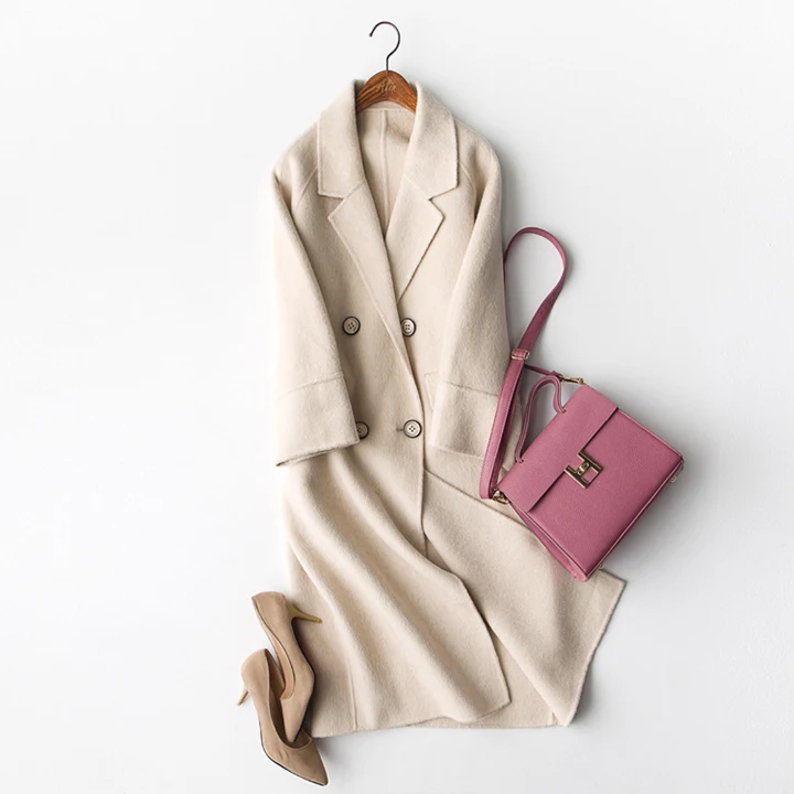 Spring Winter Wool Coat Women Double-sided Cashmere Jacket Thickening Joker Lady's Alpaca Clothing Drop Shoulder England Style (15)