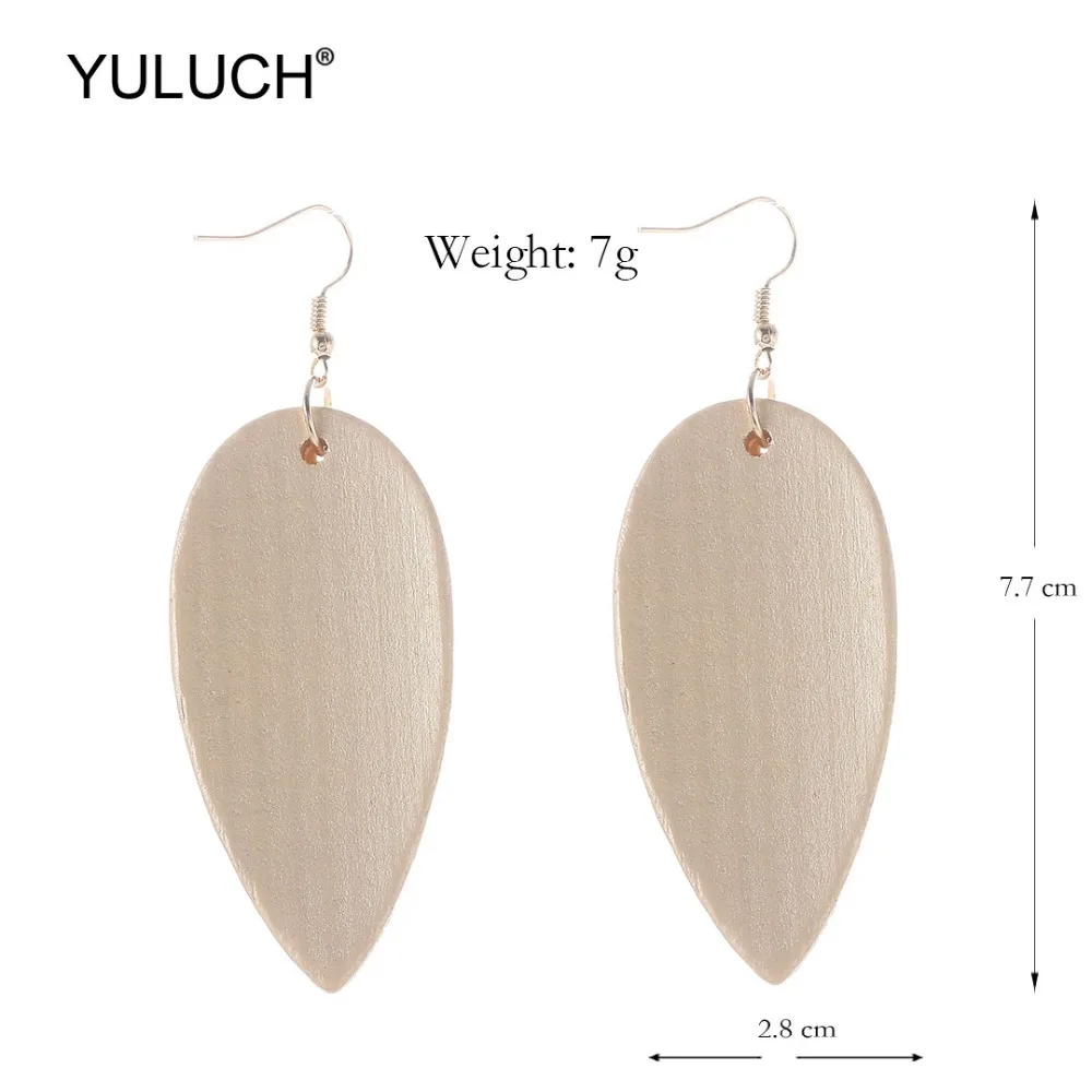 Длинные деревянные серьги подвески YULUCH с листьями модные 2019 модная Золотая