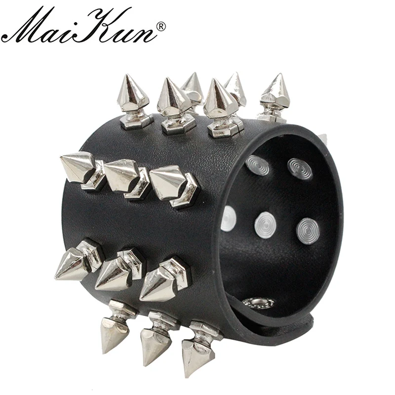 Maikun Harajuku Gothic Cuspidal Spikes Rivet Cuff Black Leather Bracelets & Bangles Punk Wide Bracelet For Women Men Jewelry
Maikun Harajuku Gothic Cuspidal Spikes Rivet Cuff Black Leather Bracelets & Bangles Punk Wide Bracelet For Women Men Jewelry