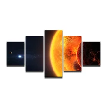 קיר אמנות בד מסגרת ציור מודולרי תמונות בית תפאורה HD מודפס 5 pieces אדמה שמש חלל כוכב נוף פוסטר(China)