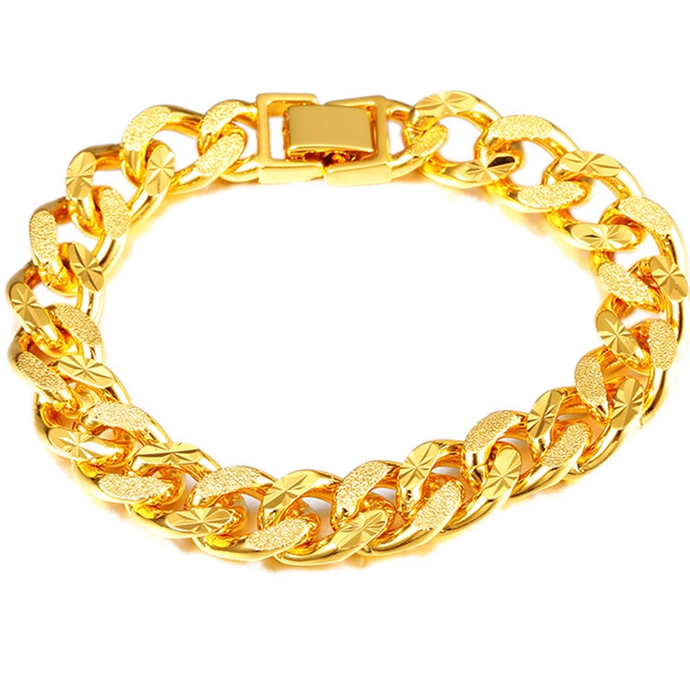 Solid Bracelet Link Chain Yellow Gold Filled Star Frosted Wrist Bracelet For Women Men
Solid Bracelet Link Chain Yellow Gold Filled Star Frosted Wrist Bracelet For Women Men