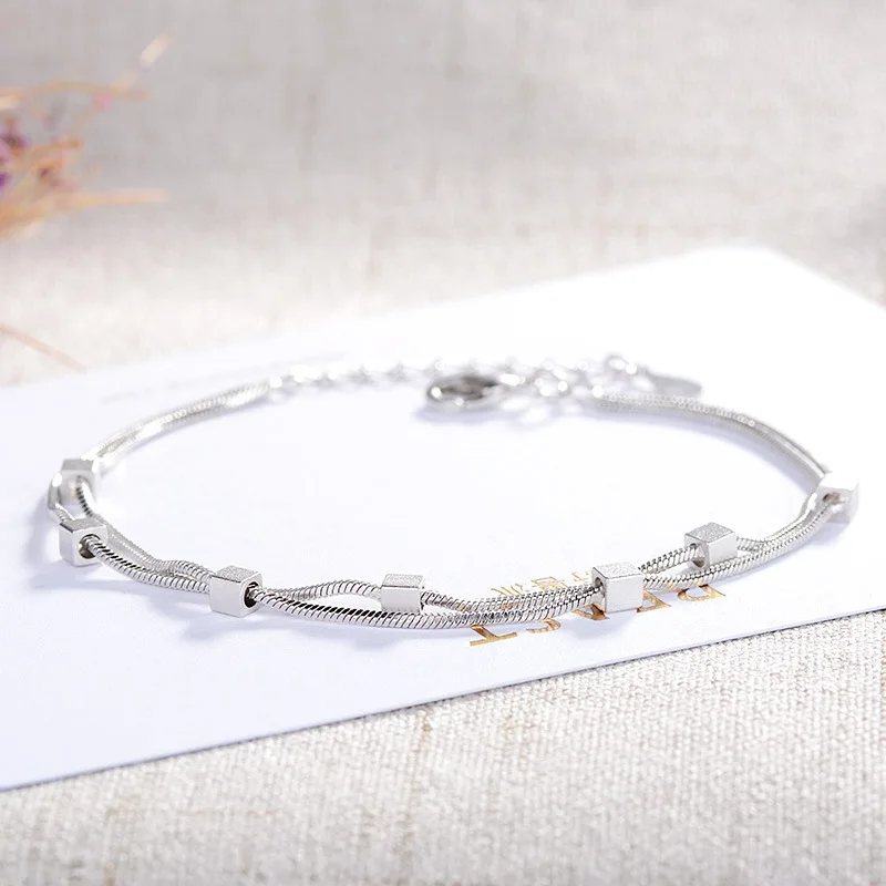 2019 Exquisite Pure 925 Sterling Silver Bracelet Square Box Star Double Chain Adjustable Bracelet Anklet For Women Romantic Gift
2019 Exquisite Pure 925 Sterling Silver Bracelet Square Box Star Double Chain Adjustable Bracelet Anklet For Women Romantic Gift