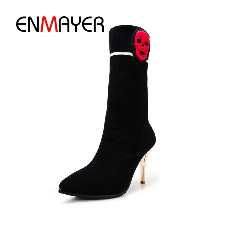ENMAYER Women Ankle Elastic Sock Boots Ladies Pointed Toe Female High Heels Boots High Heel shoes Stretch Sexy Shoes Women CR399
ENMAYER Women Ankle Elastic Sock Boots Ladies Pointed Toe Female High Heels Boots High Heel shoes Stretch Sexy Shoes Women CR399