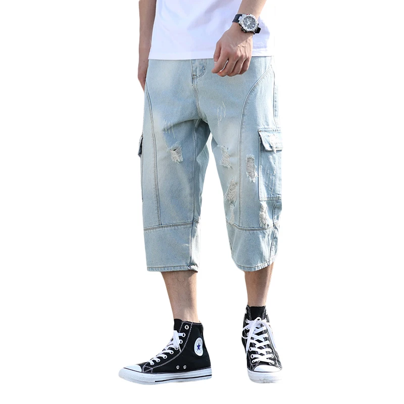 2019 spring Men's Denim Shorts high quality male jeans shorts Cotton Straight Male ripped broken blue Loose Baggy 3/4 long men
2019 spring Men's Denim Shorts high quality male jeans shorts Cotton Straight Male ripped broken blue Loose Baggy 3/4 long men