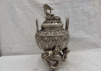 fast shipping USPS to USA S1194 10" Tibet Silver Fly Dragon Ball Head Statue Style Bronze Incense Burner Censer
fast shipping USPS to USA S1194 10" Tibet Silver Fly Dragon Ball Head Statue Style Bronze Incense Burner Censer