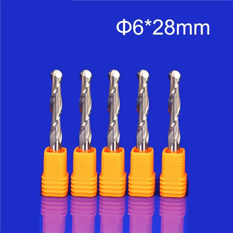 5pcs/lot Double flute ball nose cnc router endmill Milling cutter tools SHK 6mm CEL 28mm
5pcs/lot Double flute ball nose cnc router endmill Milling cutter tools SHK 6mm CEL 28mm