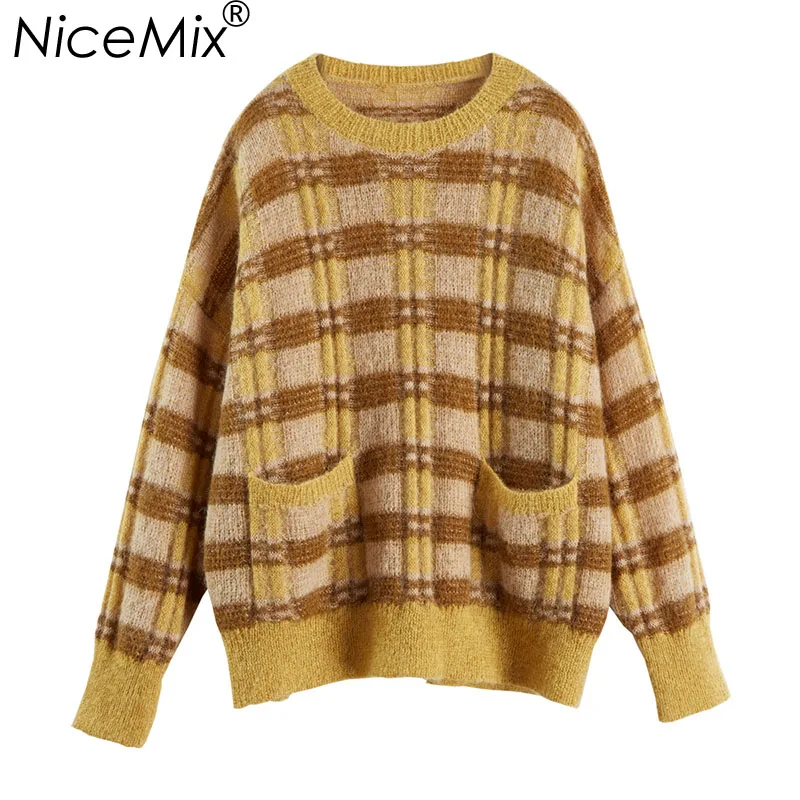 NiceMix 2019 Autumn Winter High Quality Wool Mohair Sweater Women Tops Pullover Vintage Plaid Plus Size Sweaters Pull Femme
NiceMix 2019 Autumn Winter High Quality Wool Mohair Sweater Women Tops Pullover Vintage Plaid Plus Size Sweaters Pull Femme