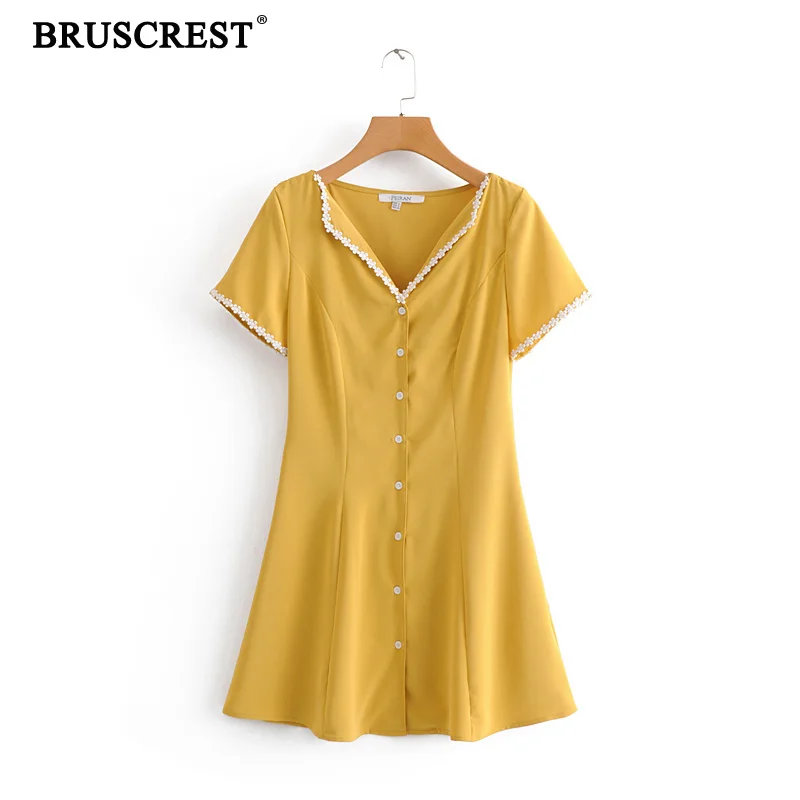 Vintage dress elegant lace women vestidos yellow party dress 2019 korean casual clothes spring fashion mini dress
Vintage dress elegant lace women vestidos yellow party dress 2019 korean casual clothes spring fashion mini dress