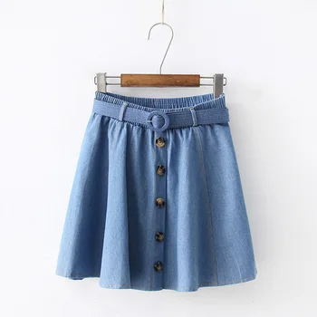 New Girls Tie With Buckle Solid Color Denim Skirt Small Fresh College Wind Half-length A Word Skirt
New Girls Tie With Buckle Solid Color Denim Skirt Small Fresh College Wind Half-length A Word Skirt