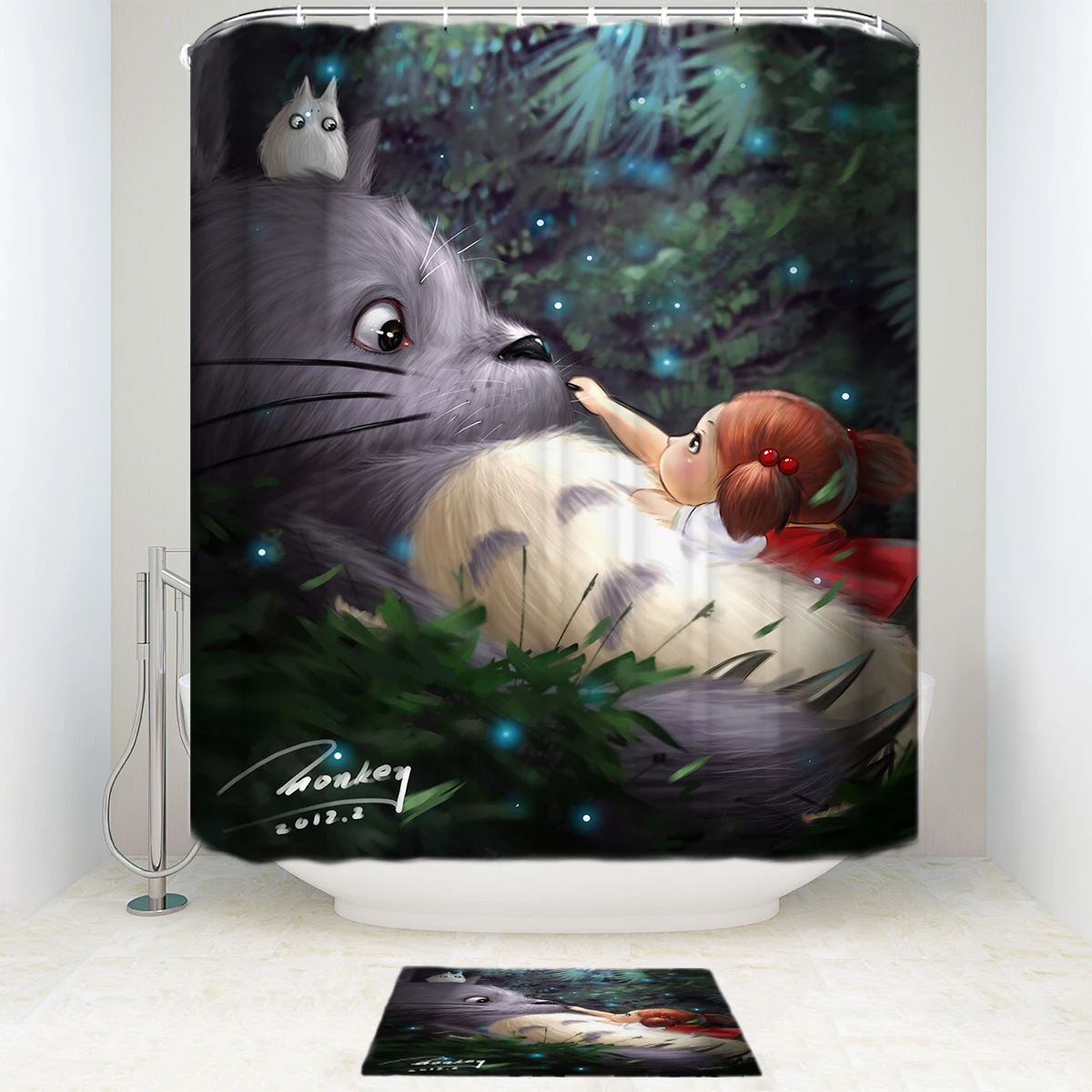 Lovely Totoro Shower Curtain and Mat Set Funny Animal Waterproof Fabric Bathroom Curtain
Lovely Totoro Shower Curtain and Mat Set Funny Animal Waterproof Fabric Bathroom Curtain