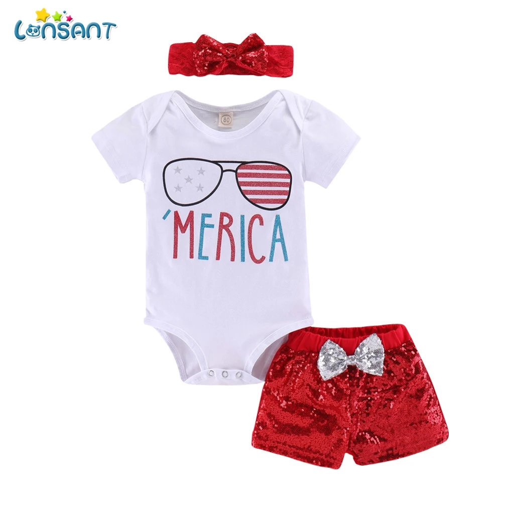 LONSANT 3pcs Baby Outfits 4th Of July Outfits Girls Stars Stripe Patriotic Romper Shorts Set For Baby Girls Summer Outfits Girls
LONSANT 3pcs Baby Outfits 4th Of July Outfits Girls Stars Stripe Patriotic Romper Shorts Set For Baby Girls Summer Outfits Girls