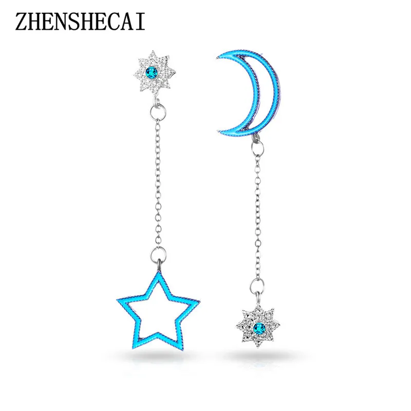 Lovely Moon Star Drop Earrings Blue Color Both Sides Asymmetric Tassel Earrings for Women Earrings Jewelry Wholesale e0467
Lovely Moon Star Drop Earrings Blue Color Both Sides Asymmetric Tassel Earrings for Women Earrings Jewelry Wholesale e0467