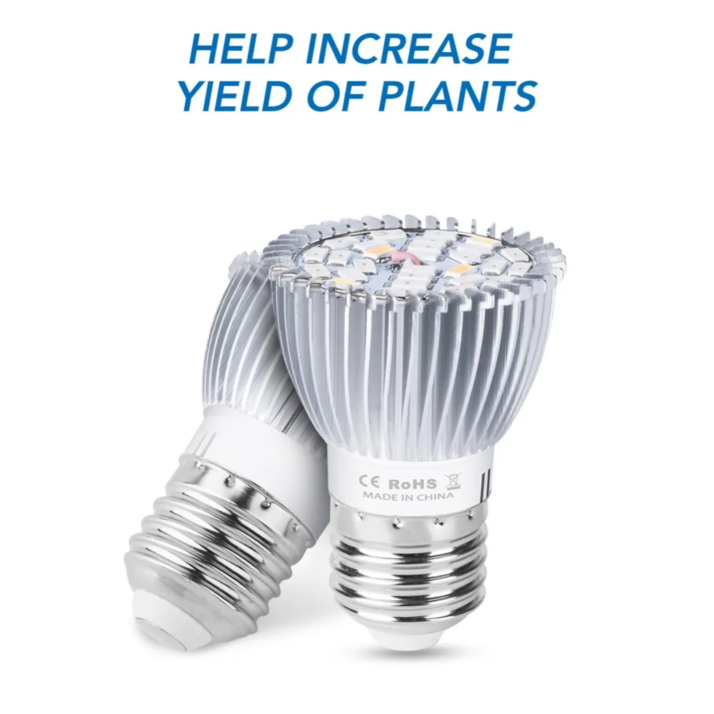Фото E27 Full Spectrum Led 200V Plant Grow Light Bulb E14 Fito 18W 28W Growing 5730SMD Lamp For Indoor Flower Tent | Освещение
