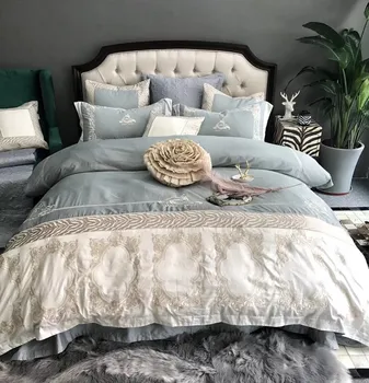 Light blue White luxury 100S Egyptian Cotton silvery Embroidery Bedding Set Queen King Size Duvet Cover Bed sheet Pillowcases
Light blue White luxury 100S Egyptian Cotton silvery Embroidery Bedding Set Queen King Size Duvet Cover Bed sheet Pillowcases