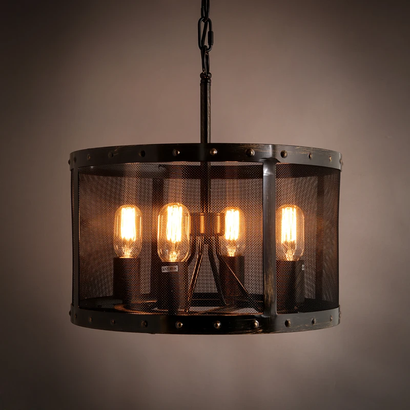 4 Head Loft Industrial Retro Iron Net Bar Restaurant LED Pendant Lamp Simple Circular Cage Home Deco Hanging Light Fixtures 
4 Head Loft Industrial Retro Iron Net Bar Restaurant LED Pendant Lamp Simple Circular Cage Home Deco Hanging Light Fixtures