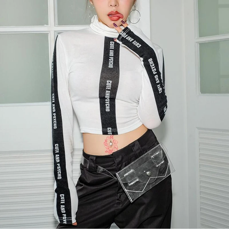 Long Sleeve Letter Print Crop Top Tshirt Women Streetwear Cropped Tops Tees Patchwork T-Shirt Turtleneck Harajuku T Shirt B857
Long Sleeve Letter Print Crop Top Tshirt Women Streetwear Cropped Tops Tees Patchwork T-Shirt Turtleneck Harajuku T Shirt B857