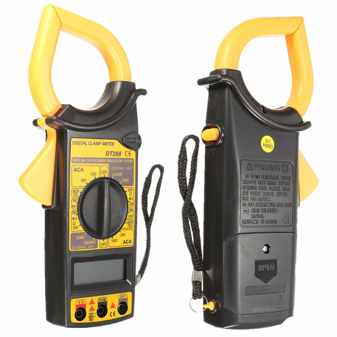 Mayitr DT266 LCD Digital Clamp Meter AC/DC Current Voltage Tester Clamp Multimeter with Test Cable For Measuring Tools