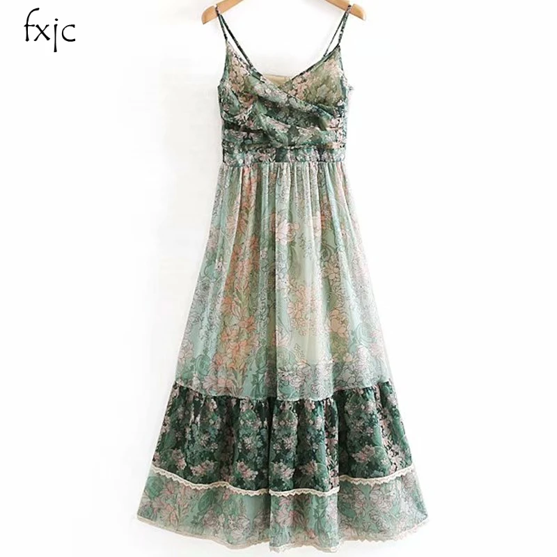 Women's Beach Holiday Dress Sexy Sling Long V-neck Halter Print Big Splicing Dress 2019 Women's Dress
Women's Beach Holiday Dress Sexy Sling Long V-neck Halter Print Big Splicing Dress 2019 Women's Dress