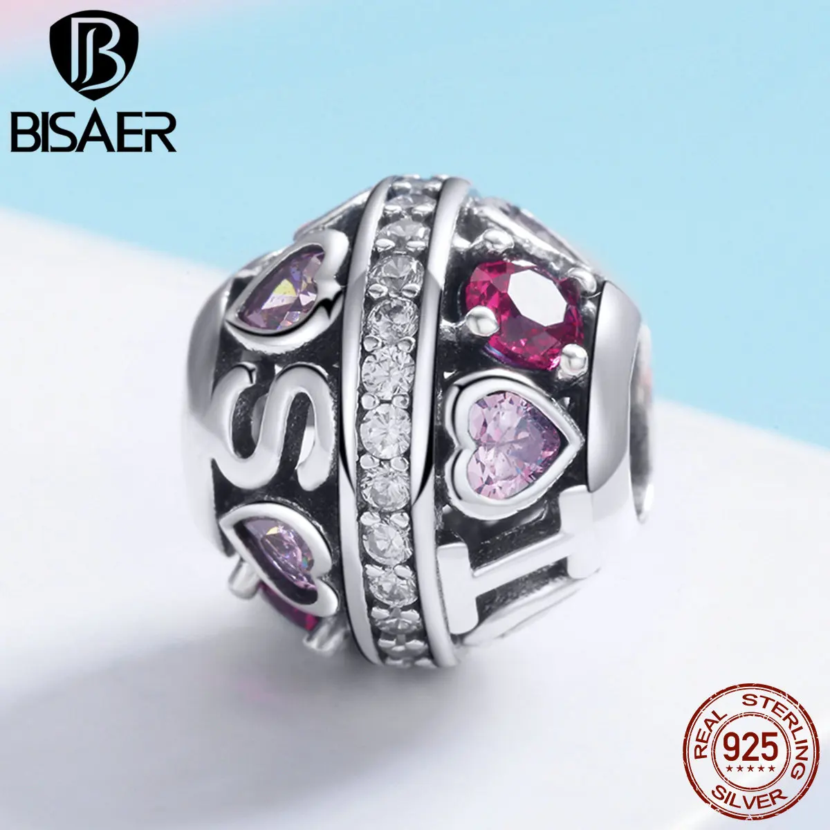 BISAER Authentic 925 Sterling Silver Charm Love Heart Pink Red CZ Beads fit for Bracelets DIY Silver 925 Jewelry Making ECC917
BISAER Authentic 925 Sterling Silver Charm Love Heart Pink Red CZ Beads fit for Bracelets DIY Silver 925 Jewelry Making ECC917