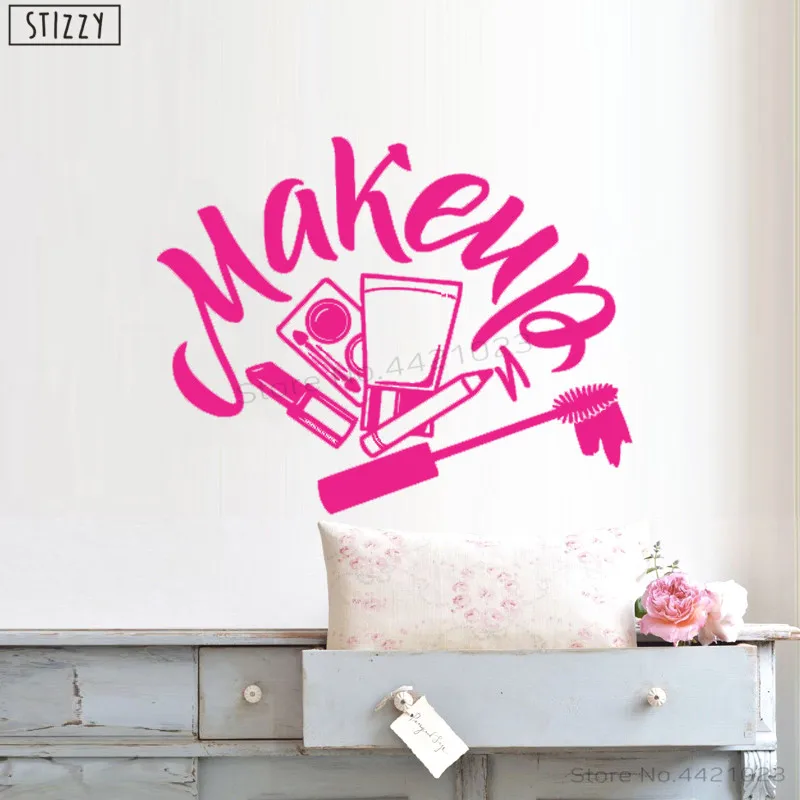 STIZZY Wall Decal Creative Woman Face Beauty Salon Vinyl Stickers Makeup Removable Window Logo Decor Cosmetic Art Mural C81 | Дом и сад