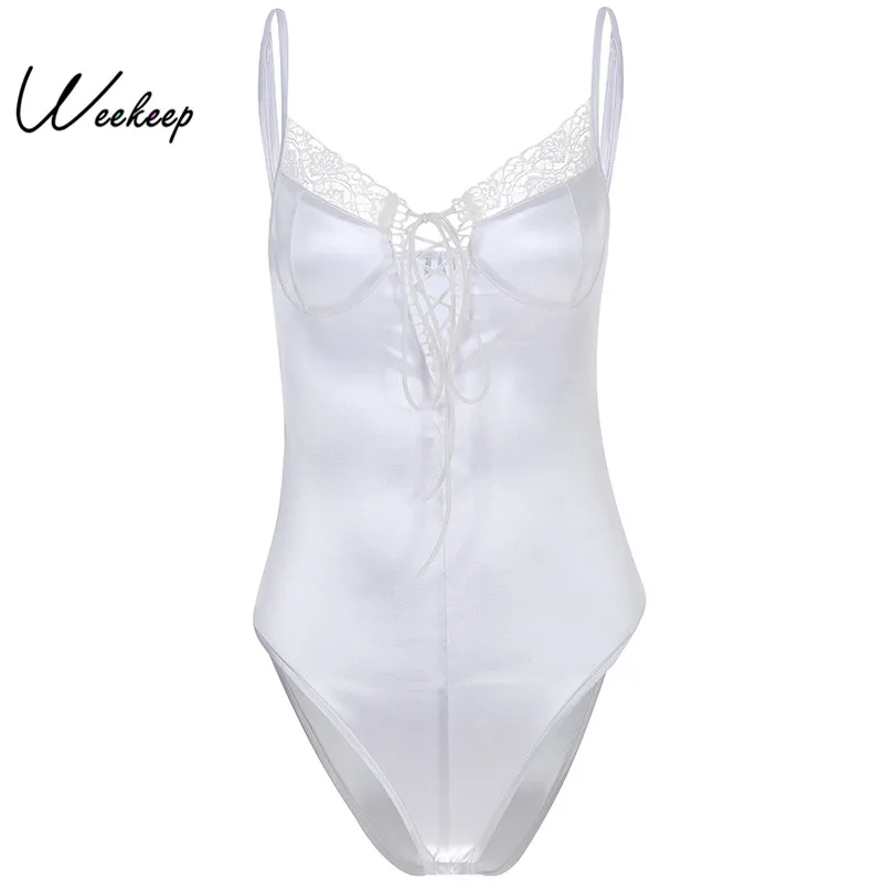 Weekeep Women Sexy Lace Patchwork Bodysuit White Strap Hollow Out Bandage Bodysuits 2019 Party Clubwear Romper Women
Weekeep Women Sexy Lace Patchwork Bodysuit White Strap Hollow Out Bandage Bodysuits 2019 Party Clubwear Romper Women