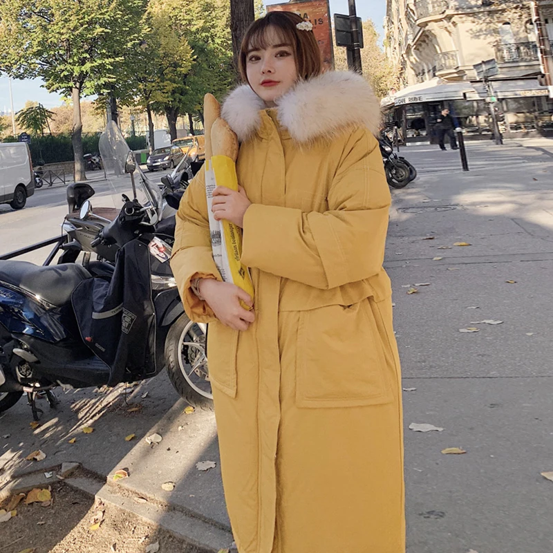 Winter New Yellow Women's Long loose Cotton coat with fur collar Received Waist-cap and Big Hair-collar Cotton jackets for Women
Winter New Yellow Women's Long loose Cotton coat with fur collar Received Waist-cap and Big Hair-collar Cotton jackets for Women